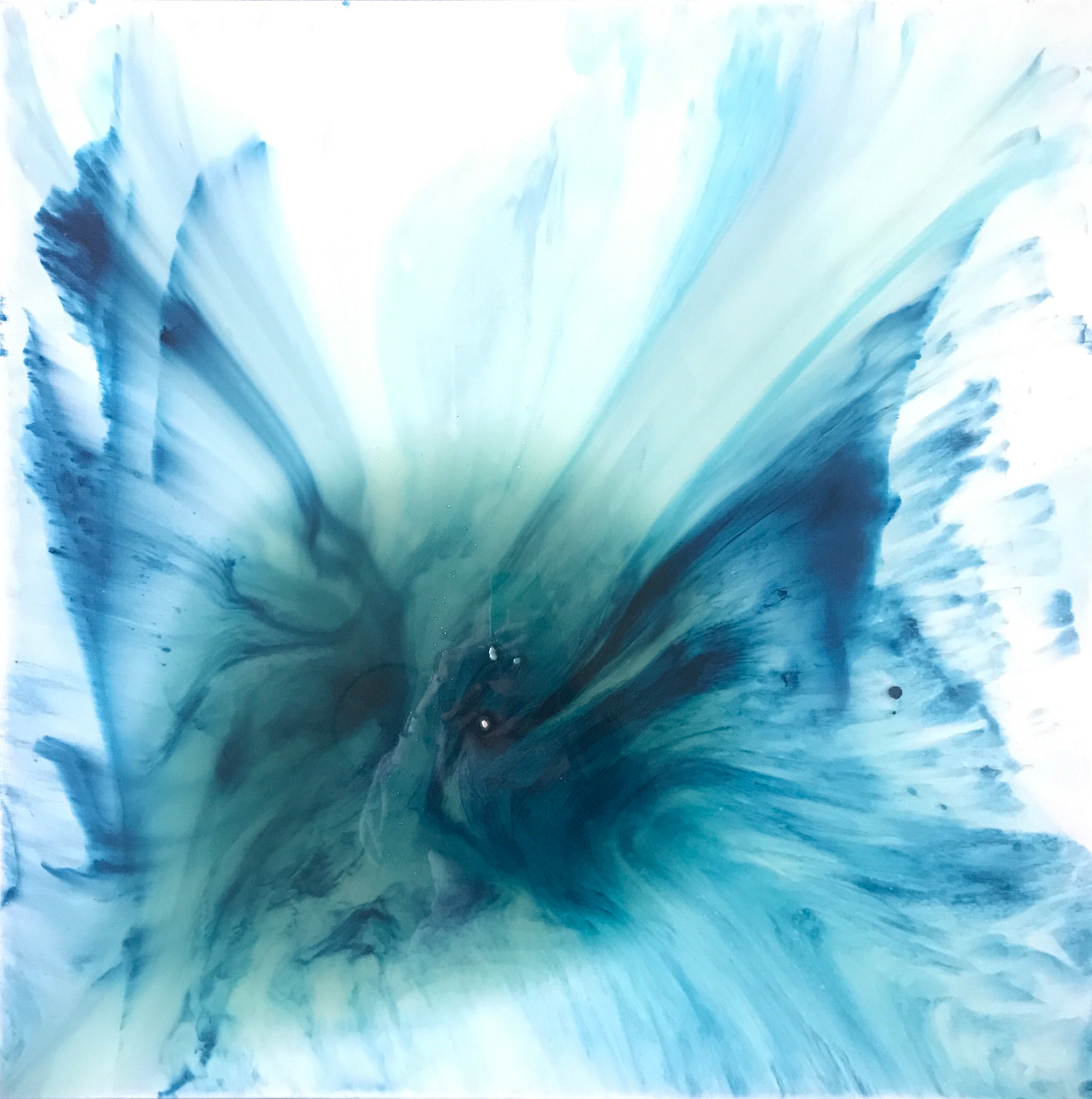 Ocean Resin Art - Abstract Seascape - Teal Blue Wave Beach - Print - My Heaven. AZURE PORTALS. Original Artwork - Antuanelle - 2. Artwork.