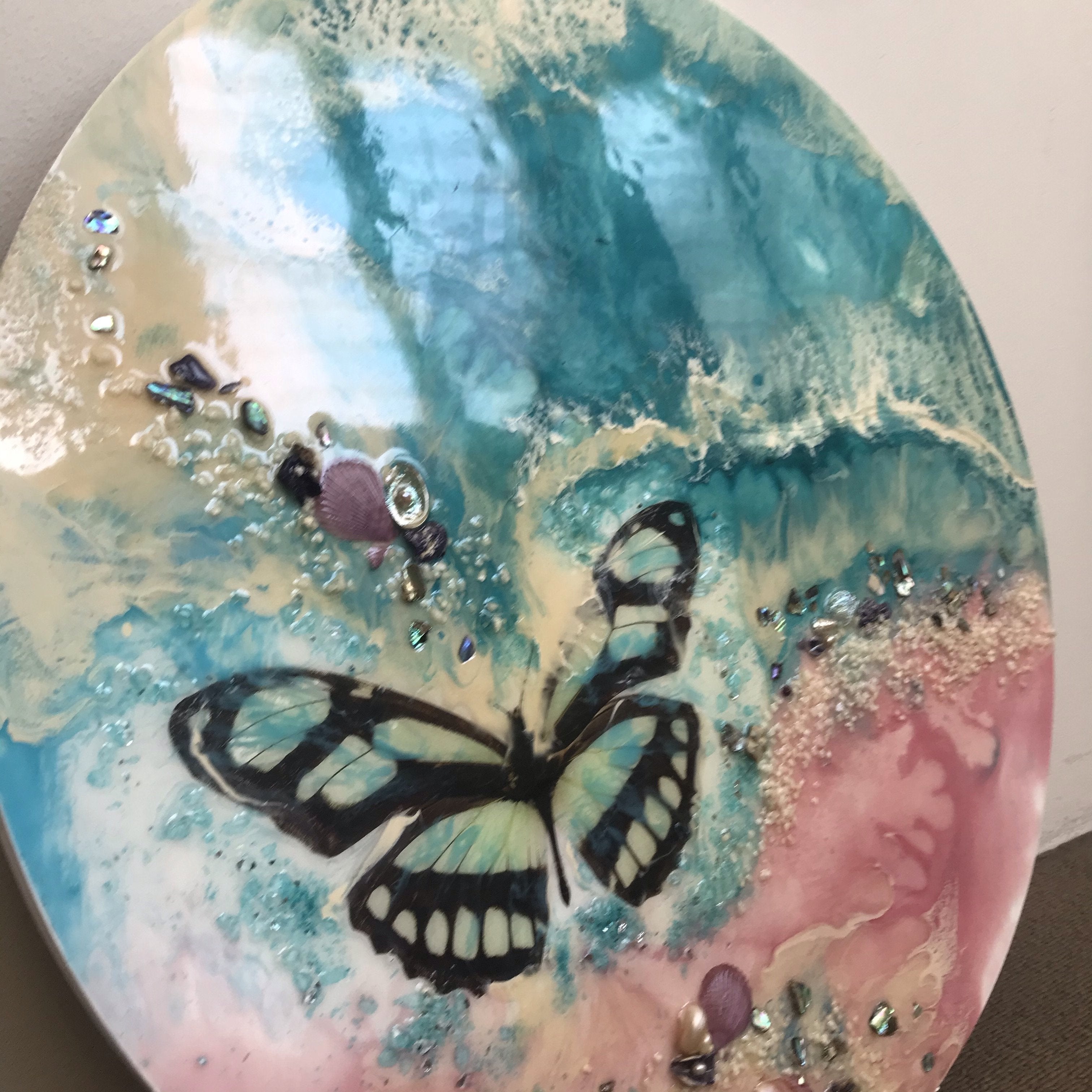 5 Butterfly Dream. Pearl. Round Acrylic Perspex Print