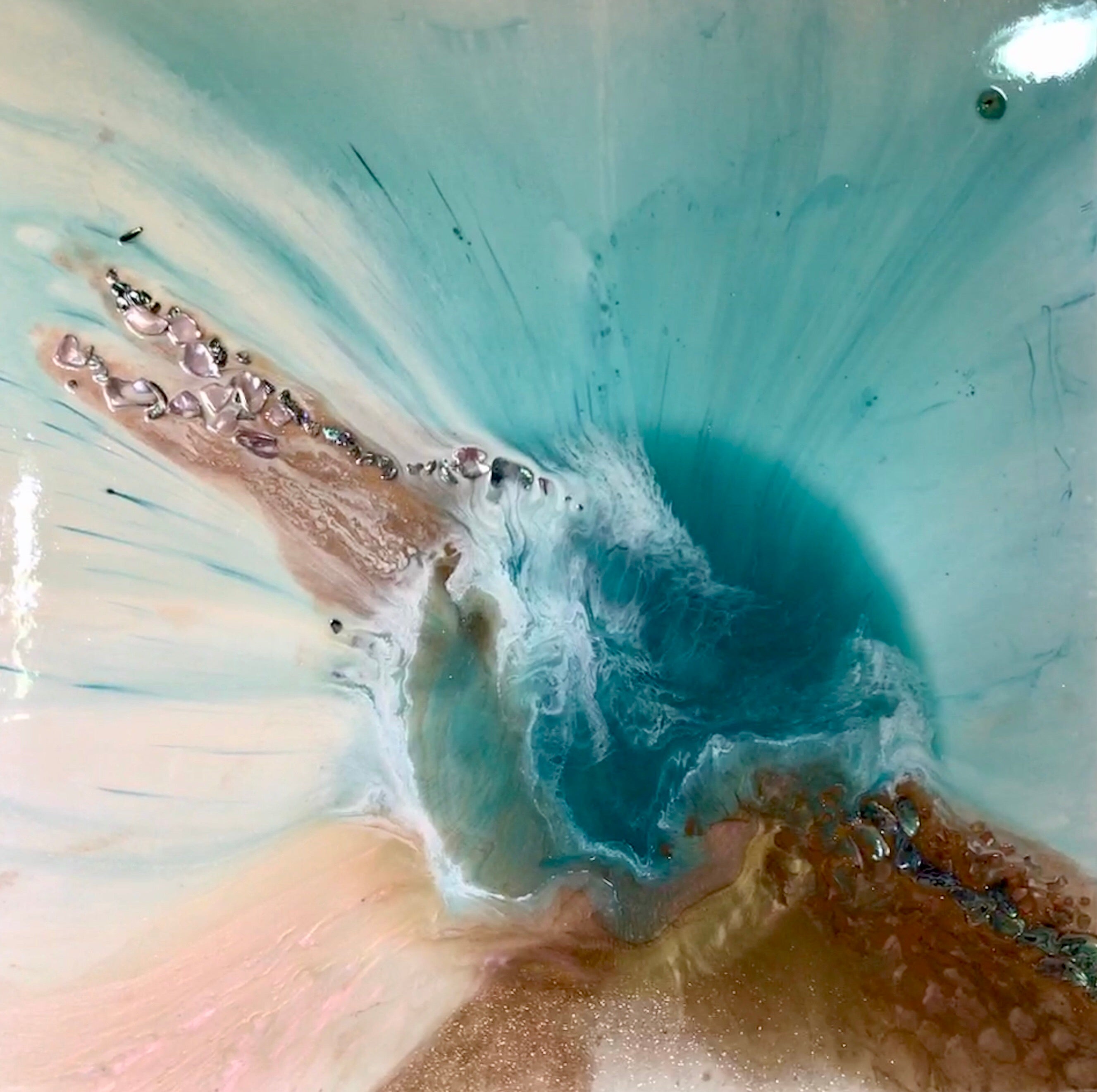 Teal Abstract Artwork. Ocean Blue. Aqua Bliss. Antuanelle 2 Abstract. Original 100x100cm