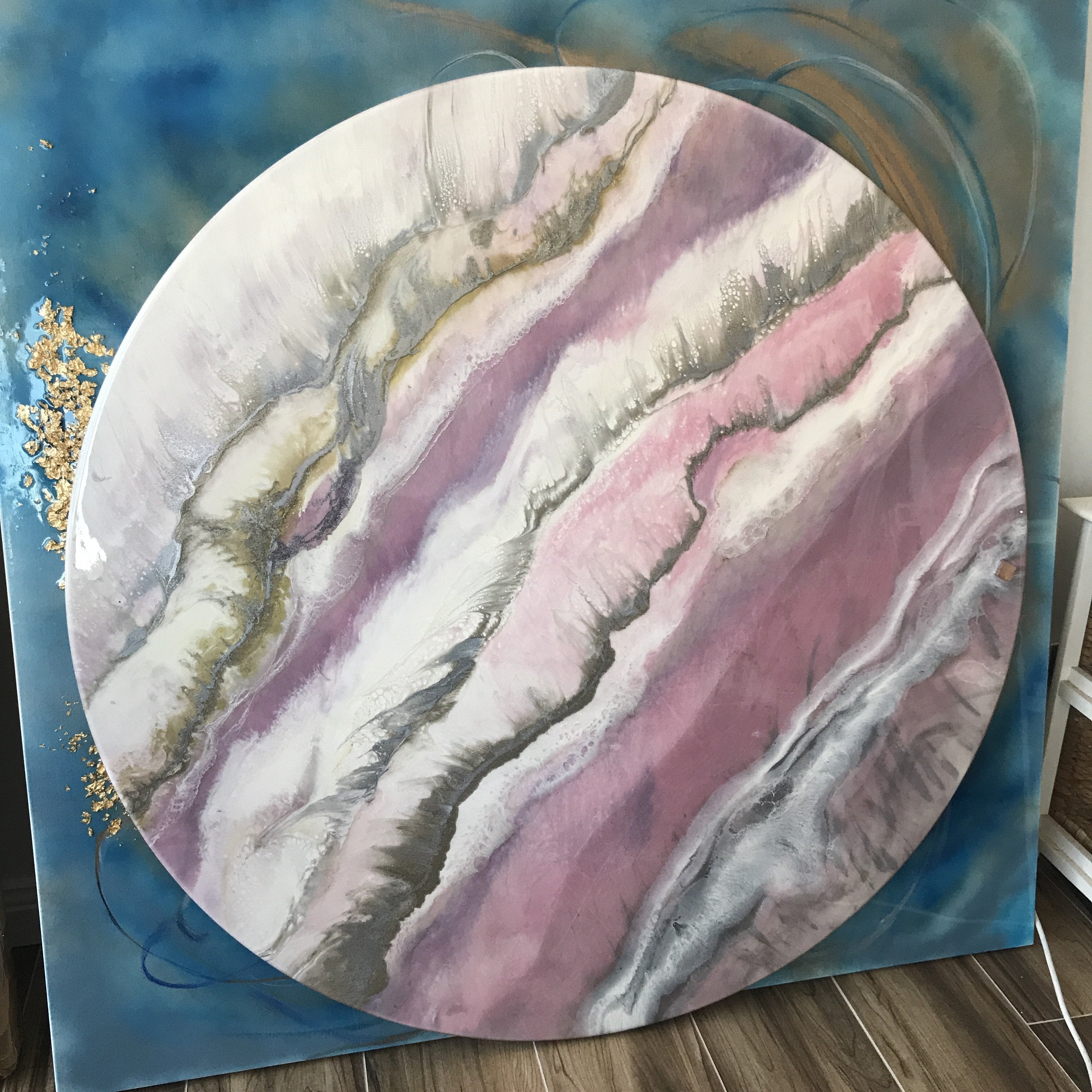 7 Blush Sands. Round Acrylic Perspex Print. Antuanelle