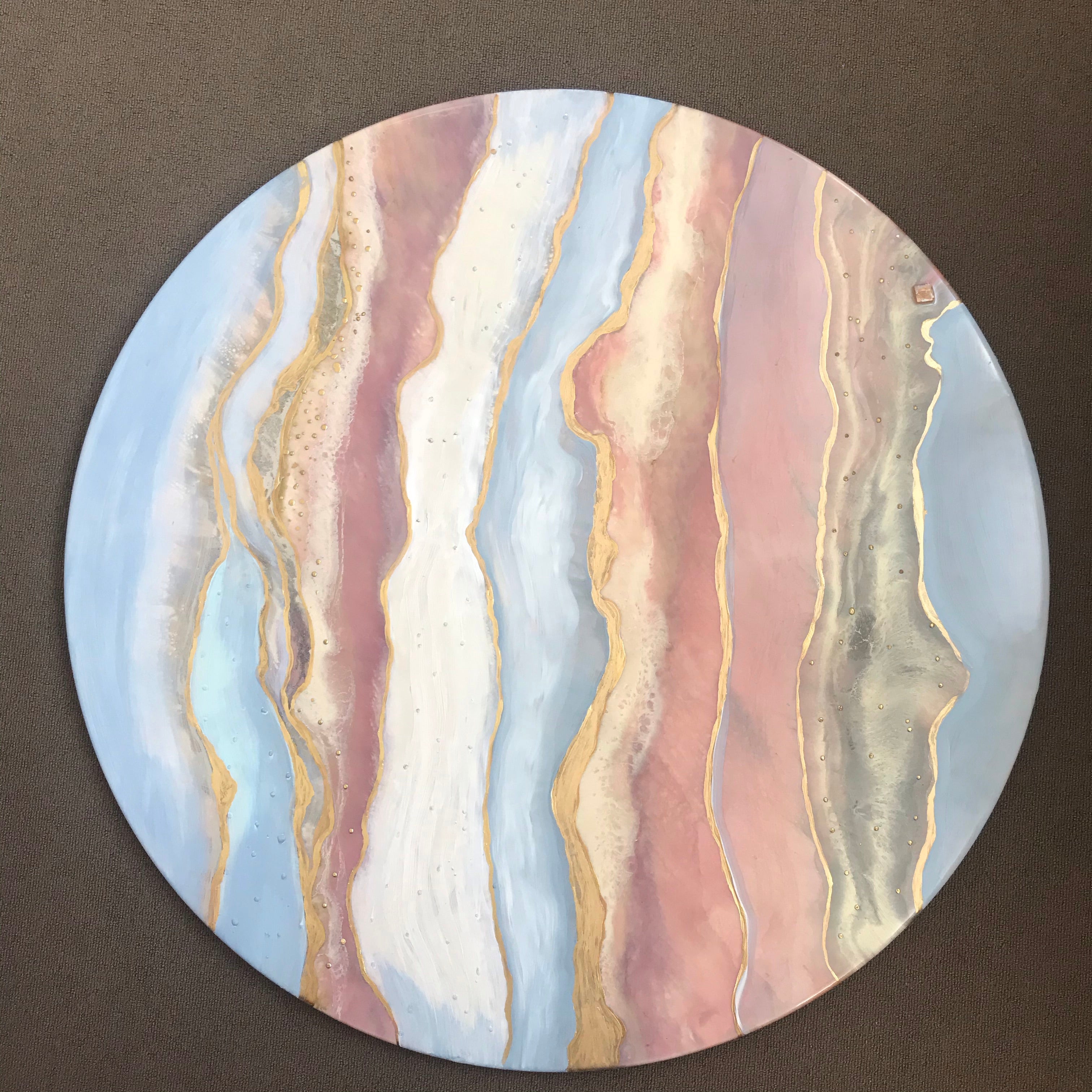 Ocean Resin Art - Abstract Seascape - Teal Blue Wave Beach - Print - Pink Abstract. Blissful Blush. Original Artwork - Antuanelle - 5 Blush 