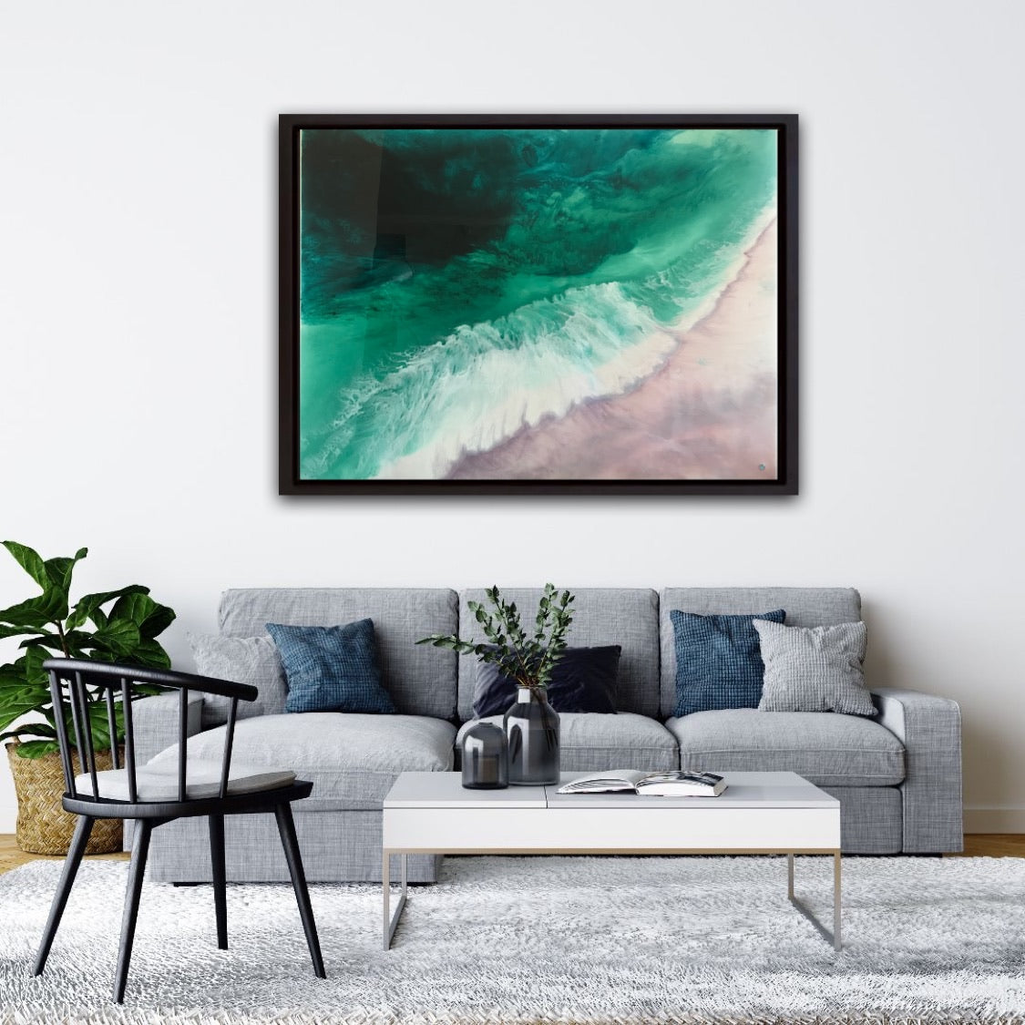 Teal Abstract Artwork. Ocean Blue. Bronte Undercurrent. Antuanelle 6 Undercurrent. Green and Pink Abstract. Original 90x120 cm