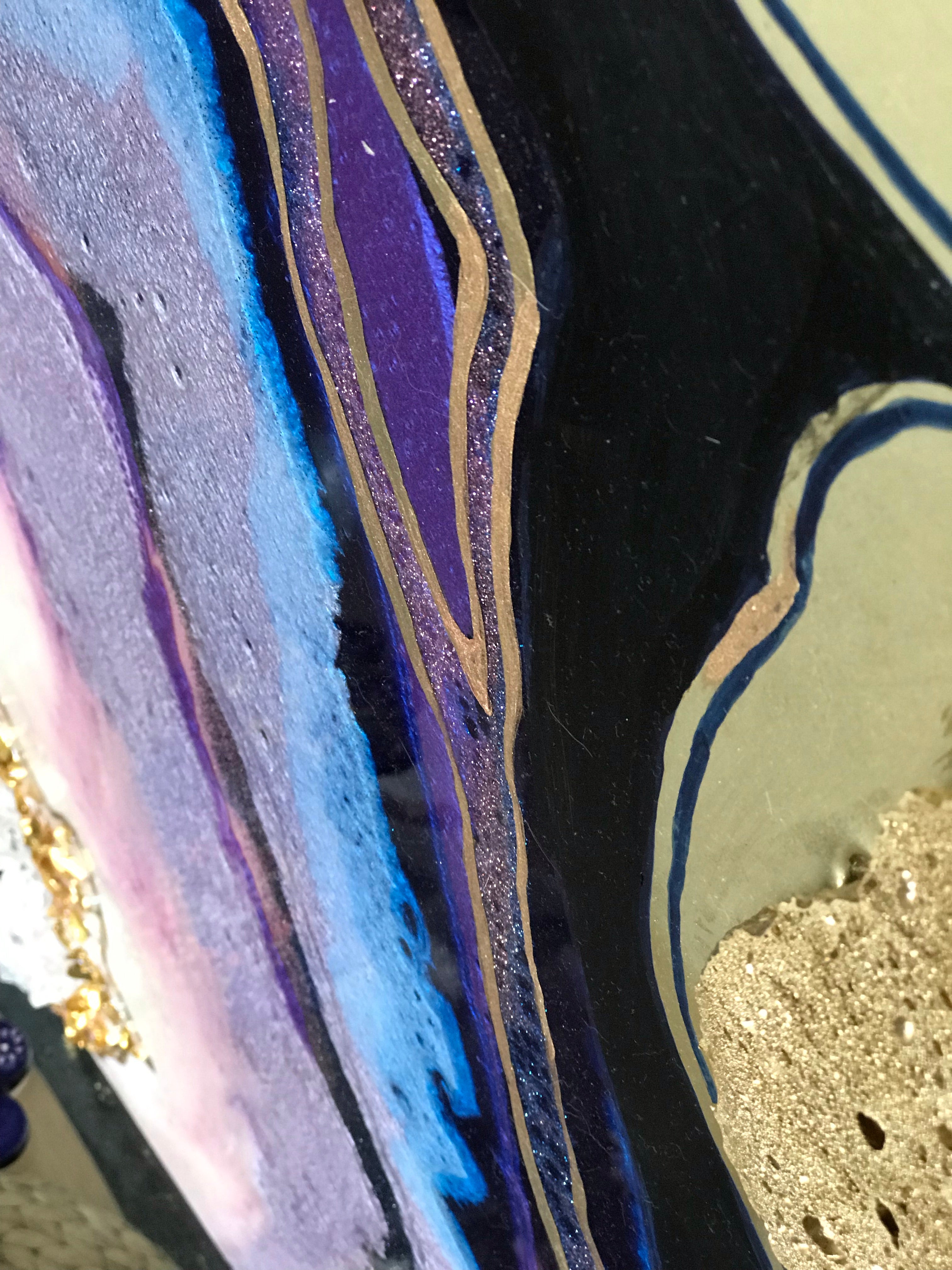 7 Purple and Gold Geode. Crystal Agate. Original Artwork. 120x88cm