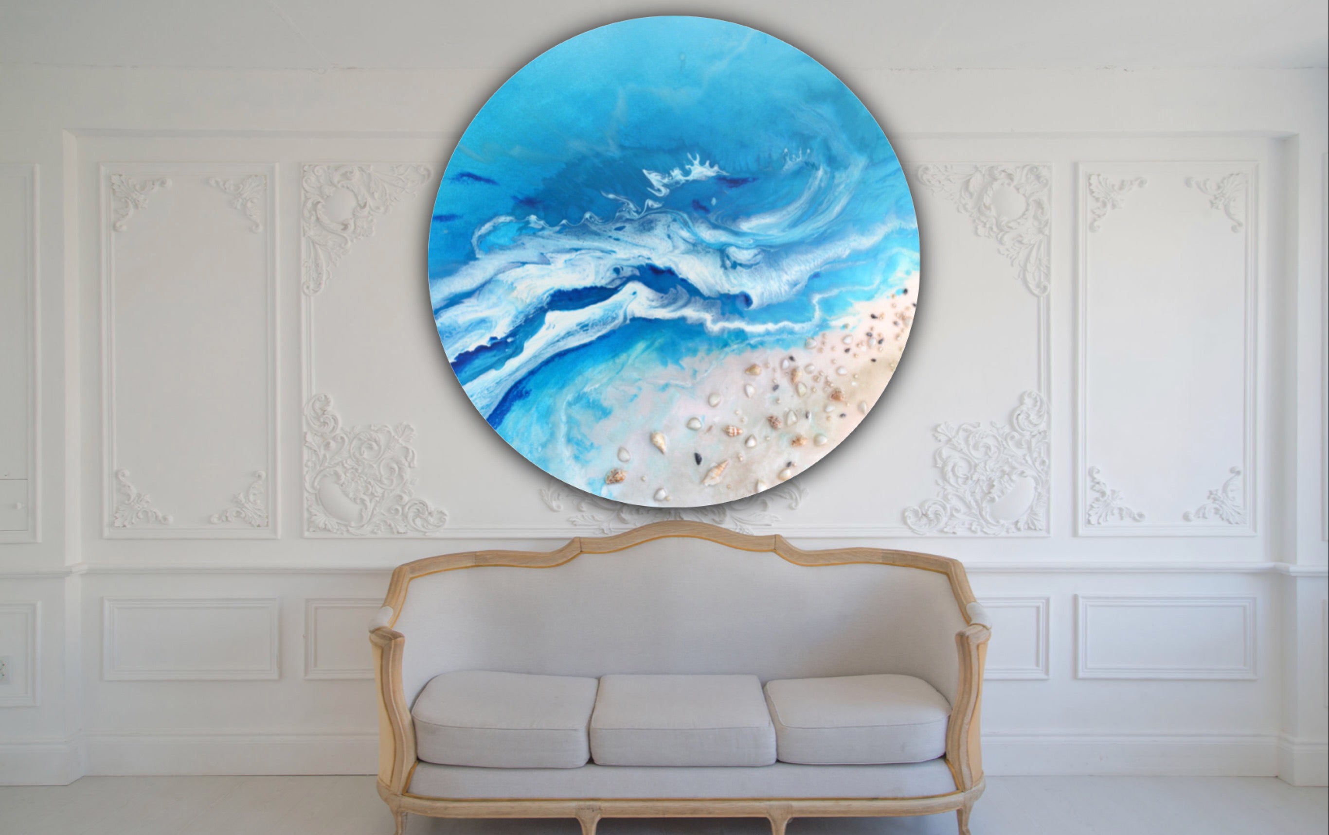Round Abstract Ocean. Bali Utopia Portal. Art Print. Antuanelle 4 Portal Ocean Artwork.Round ACRYLIC PLEXIGLASS ROUND