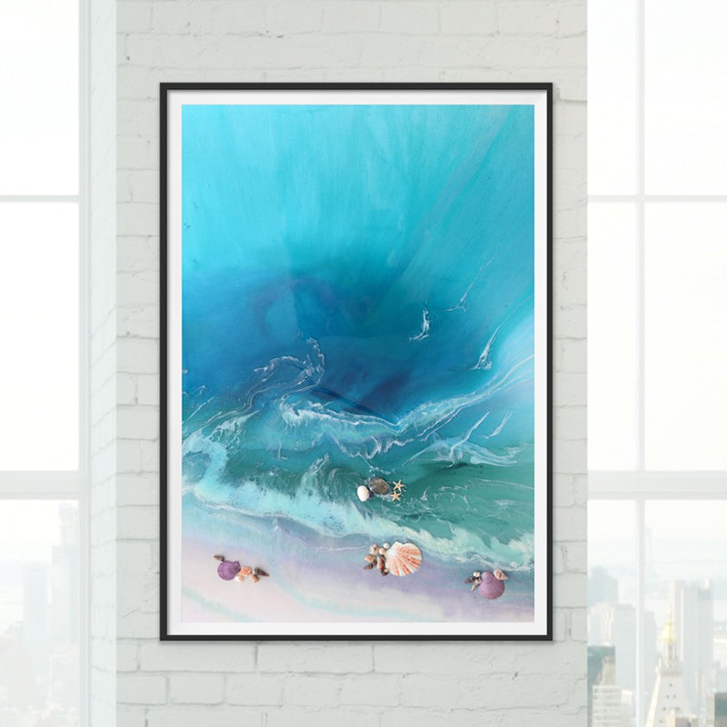 Abstract Teal Ocean. Bounty Far Away Vertical. Art Print. Antuanelle 1 Limited Edition Print