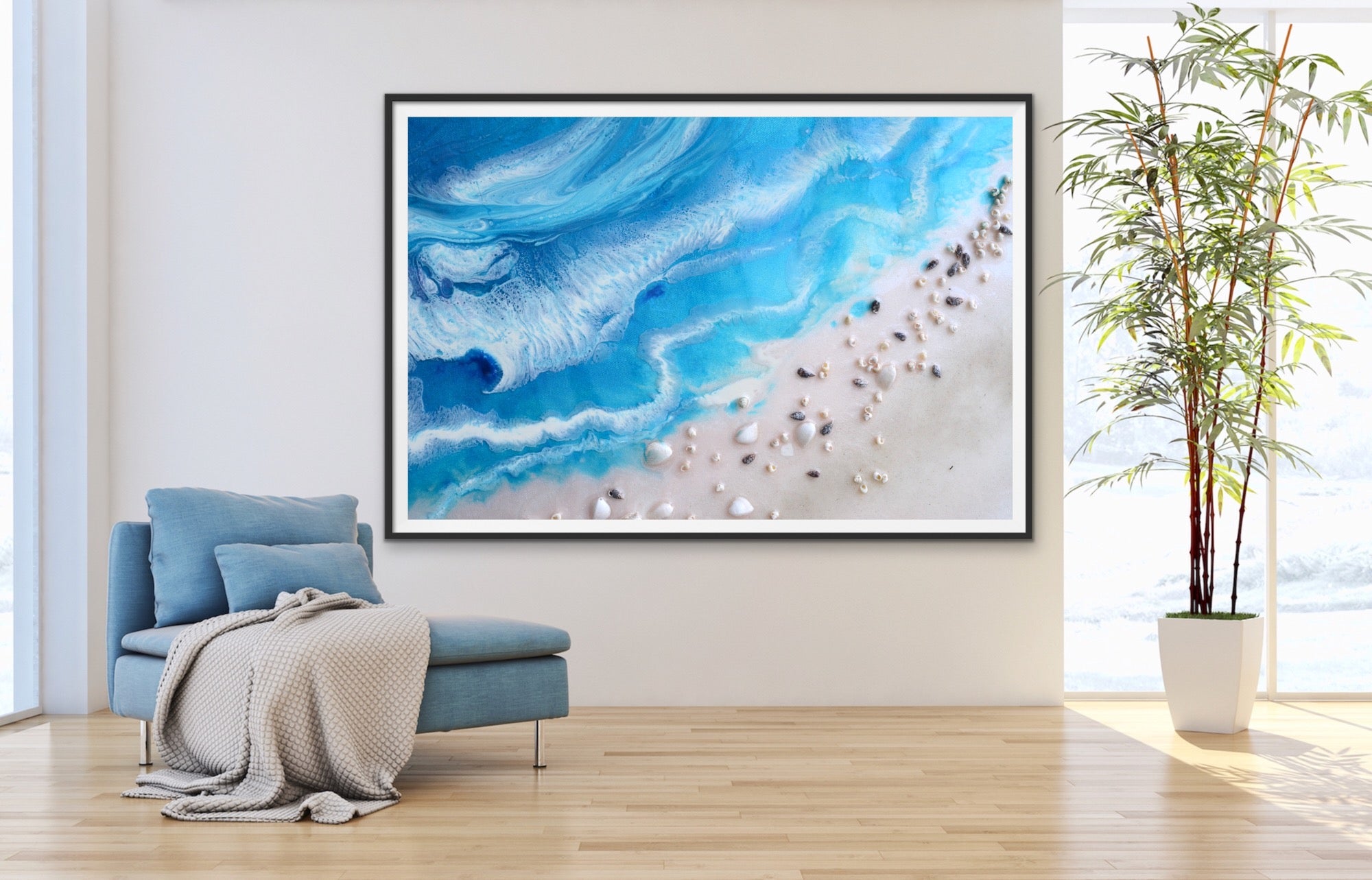 Abstract Ocean. Vivid Blue Beach. Bali Utopia 3. Art Print. Antuanelle Ocean Artwork. Limited Edition Print