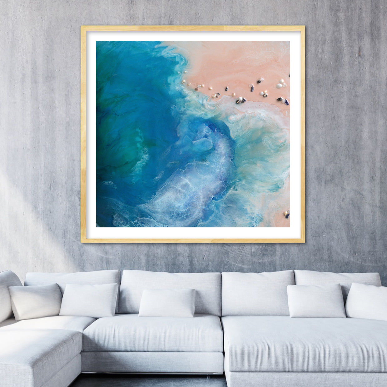 Abstract Beach. Teal. Laguna 2.0 Blue Ocean. Art Print. Antuanelle 4 Ocean Square Artwork. Limited Edition Print