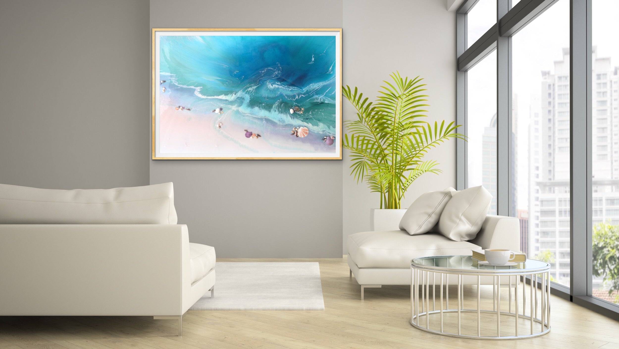 Abstract Seascape. Bright Teal. Bounty Dream. Art Print. Antuanelle 2 Dream Ocean Beach Wall. Limited Edition Print