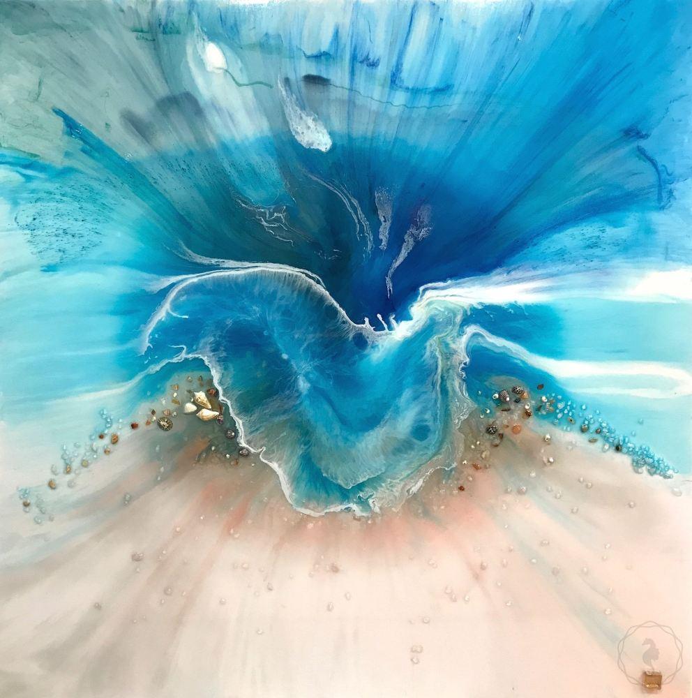 Light Blue artwork. Abstract shoreline. Coogee vibe. Antuanelle. 1 Coastline. Original Artwork. COMMISSION - Custom Artwork
