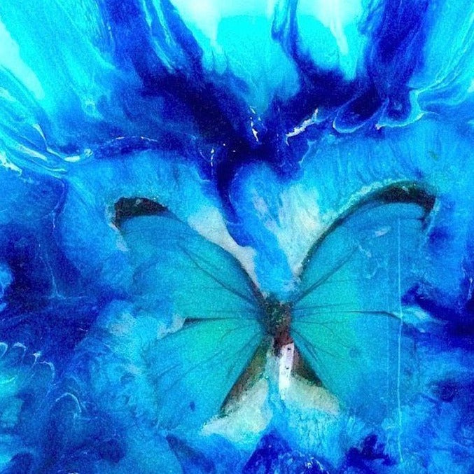 Abstract Tropical Butterfly. Blue Original Artwork. Antuanelle 5 Artwork