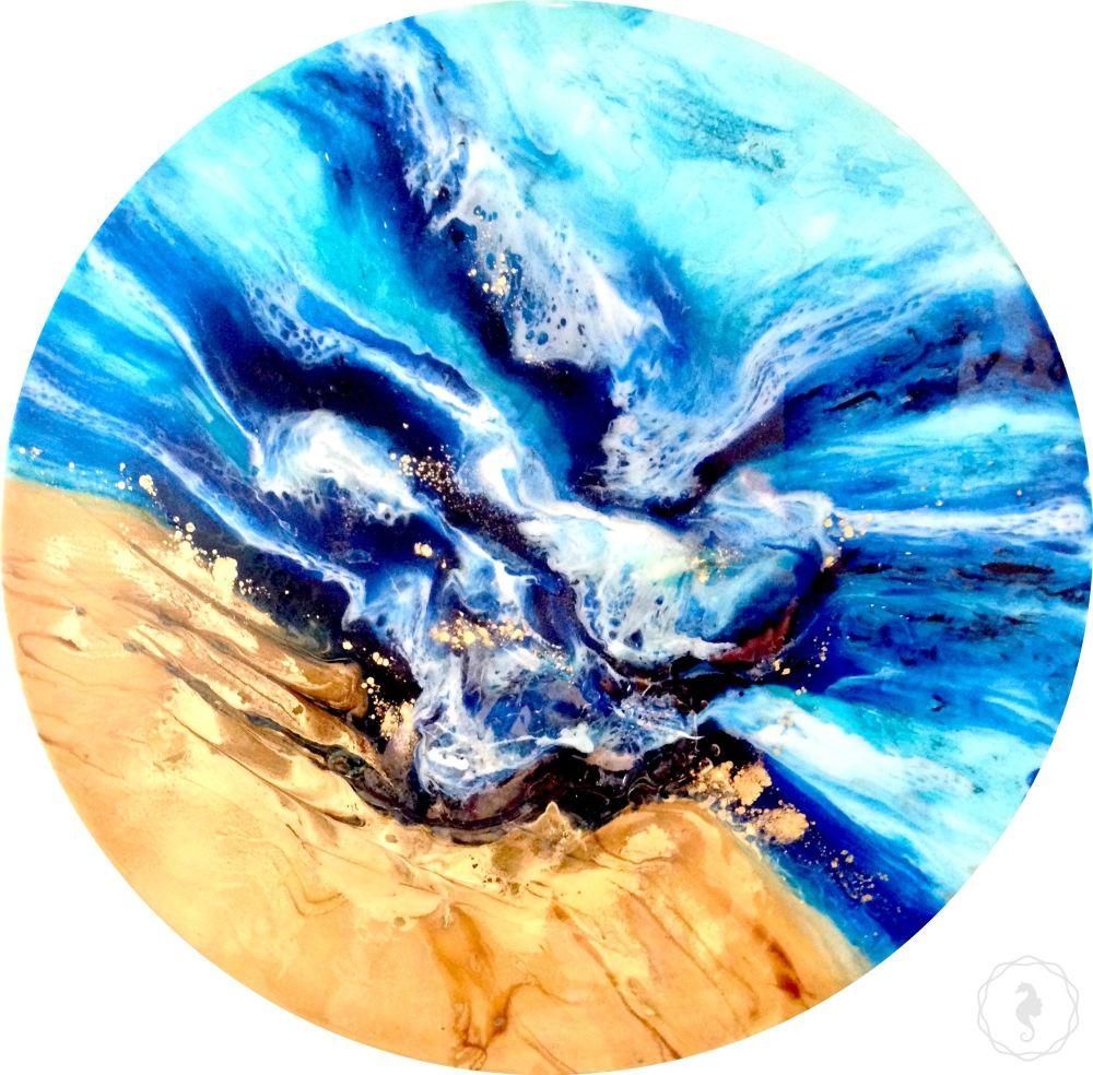 Custom Artwork. Abstract shoreline. Mosman wave. Antuanelle 1 Beach. Original COMMISSION - Artwork