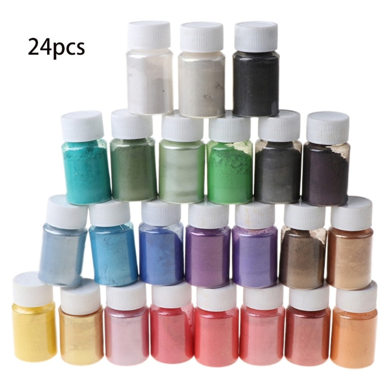 1 Set Pearlescent Mica Powder for Epoxy Resin Pigment 8/12/15/24